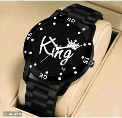 Stylish PU Black Analog Watch For Men