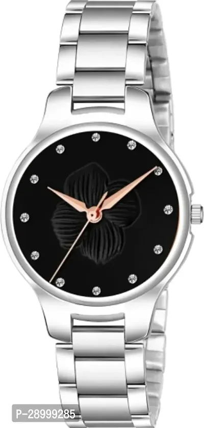 Fashionable Black Dial Metal Analog Watch For Women-thumb3