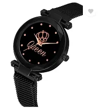 Fashionable Black Dial Metal Analog Watch For Women-thumb1