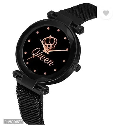 Fashionable Black Dial Metal Analog Watch For Women-thumb2