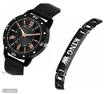 Stylish PU Analog Watch With Bracelet For Men-thumb2