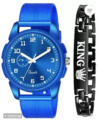 Stylish PU Analog Watch With Bracelet For Men