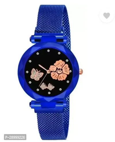 Fashionable Blue Dial Metal Analog Watch For Women-thumb2