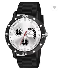 Stylish Black PU Analog Watches For Men-thumb1