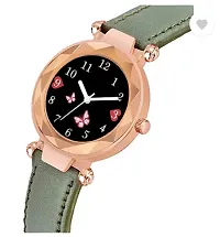 Fashionable Black Dial Genuine Leather Analog Watch For Women-thumb3