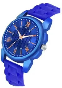 Stylish Blue PU Analog Watches For Men-thumb1