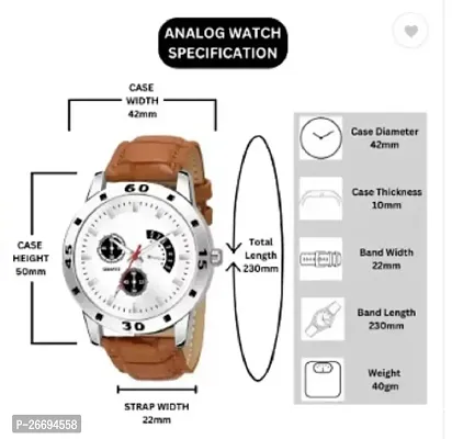 Stylish Genuine Leather White Analog Watch For Men-thumb0