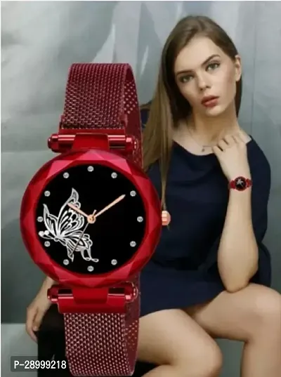 Fashionable Black Dial Metal Analog Watch For Women-thumb2