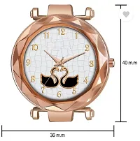 Fashionable White Dial Genuine Leather Analog Watch For Women-thumb2