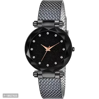 Stylish Black PU Analog Watches For Women And Girls-thumb2