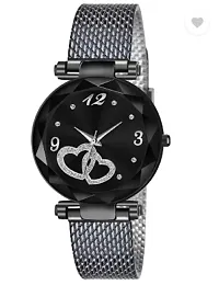 Fashionable Black Dial PU Analog Watch For Women-thumb1