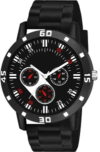 Stylish PU Black Analog Watch For Men-thumb1