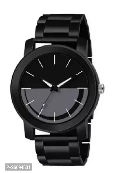 Stylish PU Black Analog Watch For Men-thumb0