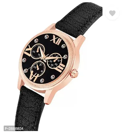 Fashionable Black Dial Genuine Leather Analog Watch For Women-thumb2