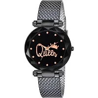 Stylish Black PU Analog Watches For Women And Girls-thumb1