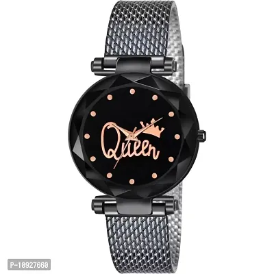 Stylish Black PU Analog Watches For Women And Girls-thumb2