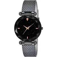 Stylish Black PU Analog Watches For Women And Girls-thumb1