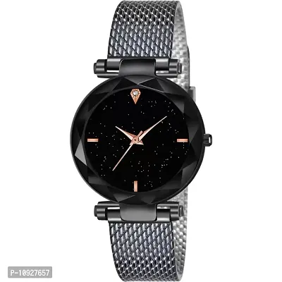 Stylish Black PU Analog Watches For Women And Girls-thumb2