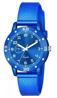 Fashionable Blue Dial PU Analog Watch For Women-thumb1