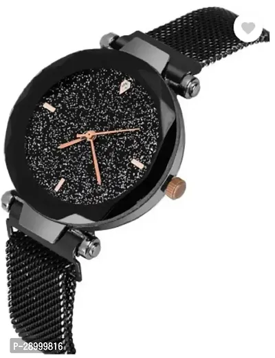 Fashionable Black Dial Metal Analog Watch For Women-thumb3