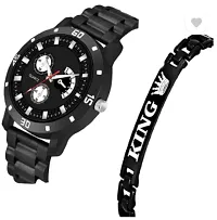 Stylish PU Analog Watch With Bracelet For Men-thumb1