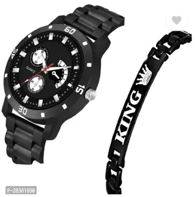 Stylish PU Analog Watch With Bracelet For Men-thumb2