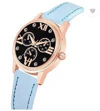 Fashionable Black Dial Genuine Leather Analog Watch For Women-thumb2