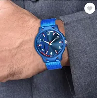 Stylish Blue PU Analog Watches For Men-thumb3