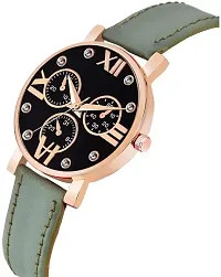 Fashionable Black Dial Genuine Leather Analog Watch For Women-thumb2