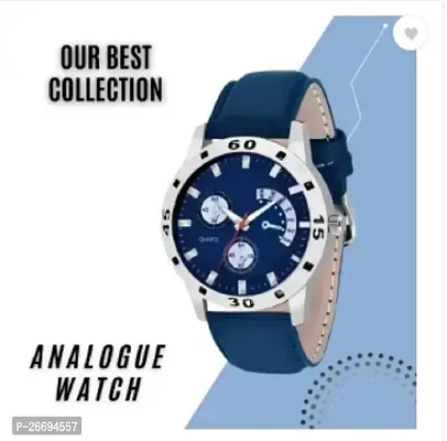 Stylish Genuine Leather Blue Analog Watch For Men-thumb3