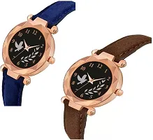 Stylish Genuine Leather Black Dial Analog Watches Combo Pack Of 2-thumb1