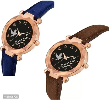 Stylish Genuine Leather Black Dial Analog Watches Combo Pack Of 2-thumb2