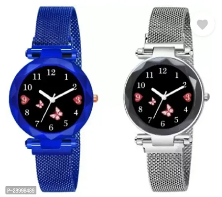 Stylish Metal Black Dial Analog Watches Combo Pack Of 2-thumb0