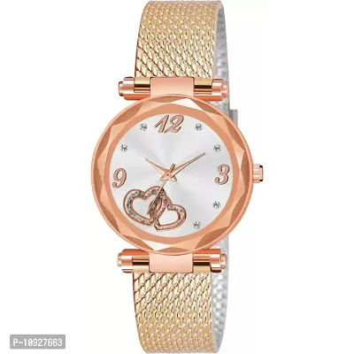 Stylish Rose Gold PU Analog Watches For Women And Girls-thumb2