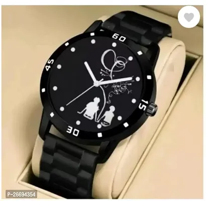 Stylish PU Black Analog Watch For Men-thumb0