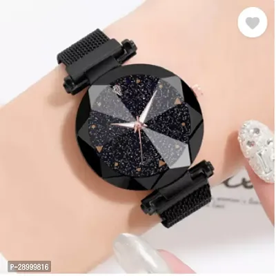 Fashionable Black Dial Metal Analog Watch For Women-thumb2