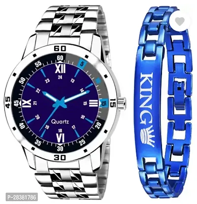 Stylish Metal Analog Watch With Bracelet For Men-thumb0