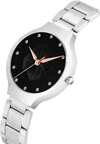 Fashionable Black Dial Metal Analog Watch For Women-thumb1