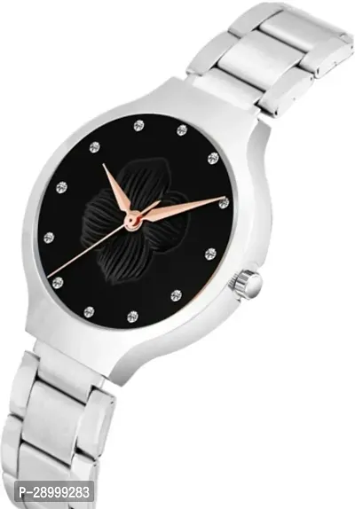 Fashionable Black Dial Metal Analog Watch For Women-thumb2