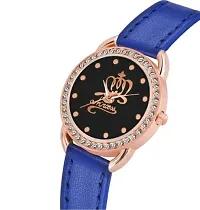 Fashionable Black Dial Genuine Leather Analog Watch For Women-thumb1