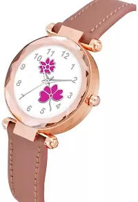 Fashionable White Dial Genuine Leather Analog Watch For Women-thumb2