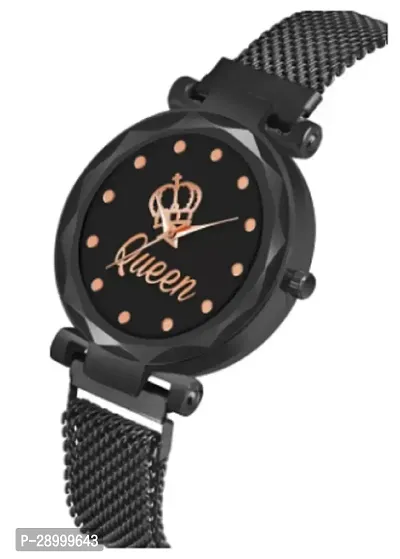 Fashionable Black Dial Metal Analog Watch For Women-thumb2