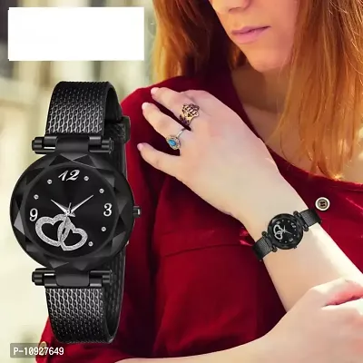 Stylish Black PU Analog Watches For Women And Girls-thumb0