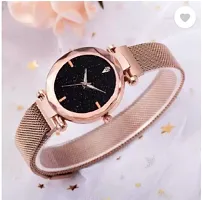 Fashionable Black Dial Metal Analog Watch For Women-thumb2