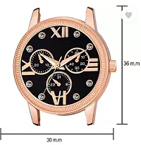 Fashionable Black Dial Genuine Leather Analog Watch For Women-thumb2