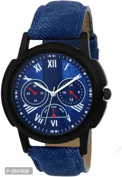 Blue Synthetic leather Wrist Watch For Men