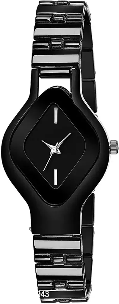 Analogue Black Dial Silver Plated Women's and Girl's Wrist Watch-thumb0