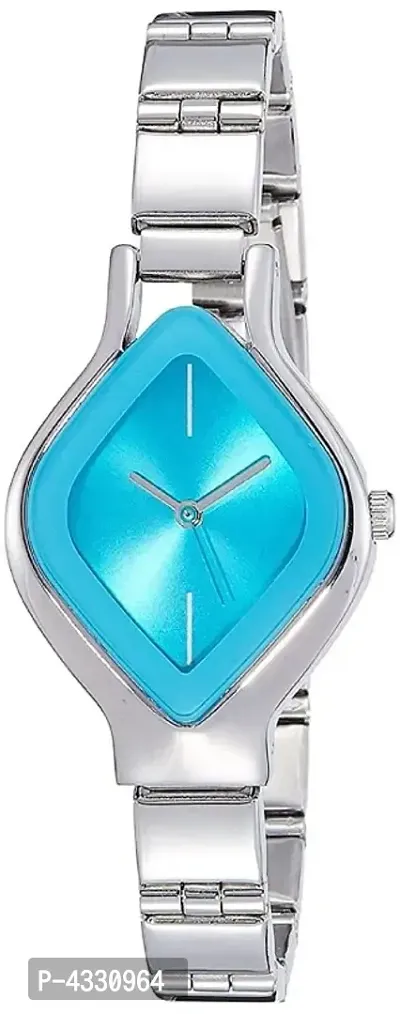 Analogue Blue Dial Silver Plated Women's and Girl's Wrist Watch
