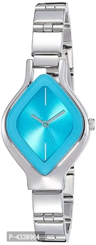 Analogue Blue Dial Silver Plated Women's and Girl's Wrist Watch-thumb0