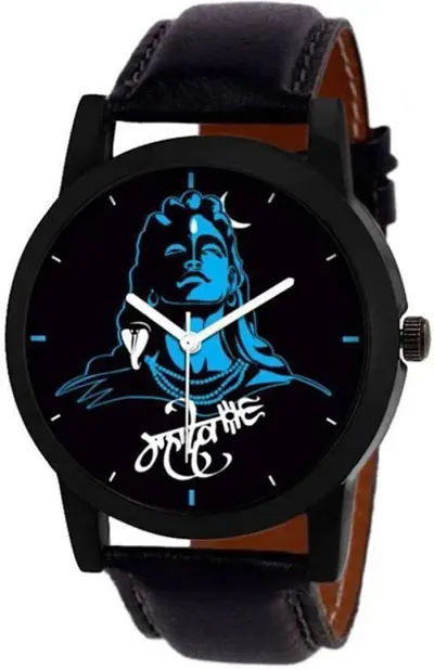 mhadev Leather Men Watch